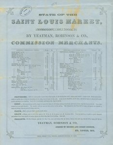 Lists Wholesale Prices for Various Items at the Market by Robinson and Co. Yeatman